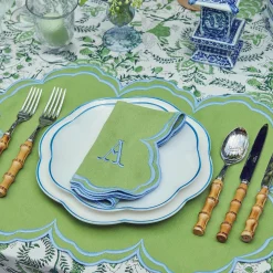 Serena Apple Green With Blue Placemats (Set Of 4)|Mrs. Alice Discount