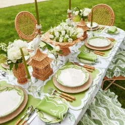 Serena Applique Green Placemats & Napkins (Set Of 4)|Mrs. Alice Best