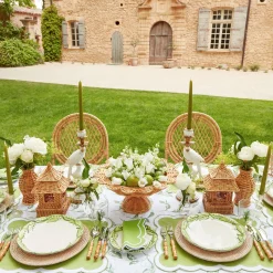 Serena Applique Green Placemats & Napkins (Set Of 4)|Mrs. Alice Best