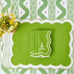 Serena Applique Green Placemats (Set Of 4)|Mrs. Alice Outlet