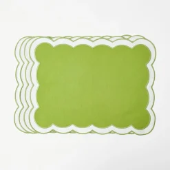 Serena Applique Green Placemats (Set Of 4)|Mrs. Alice Outlet