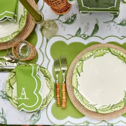 Serena Applique Green Placemats (Set Of 4)|Mrs. Alice Outlet