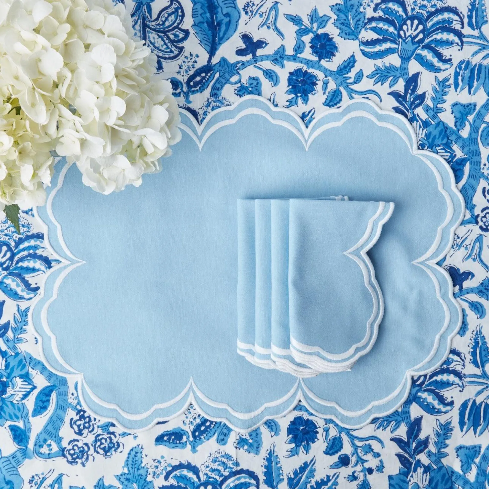 Serena Cornflower Blue Placemats (Set Of 4)|Mrs. Alice Outlet