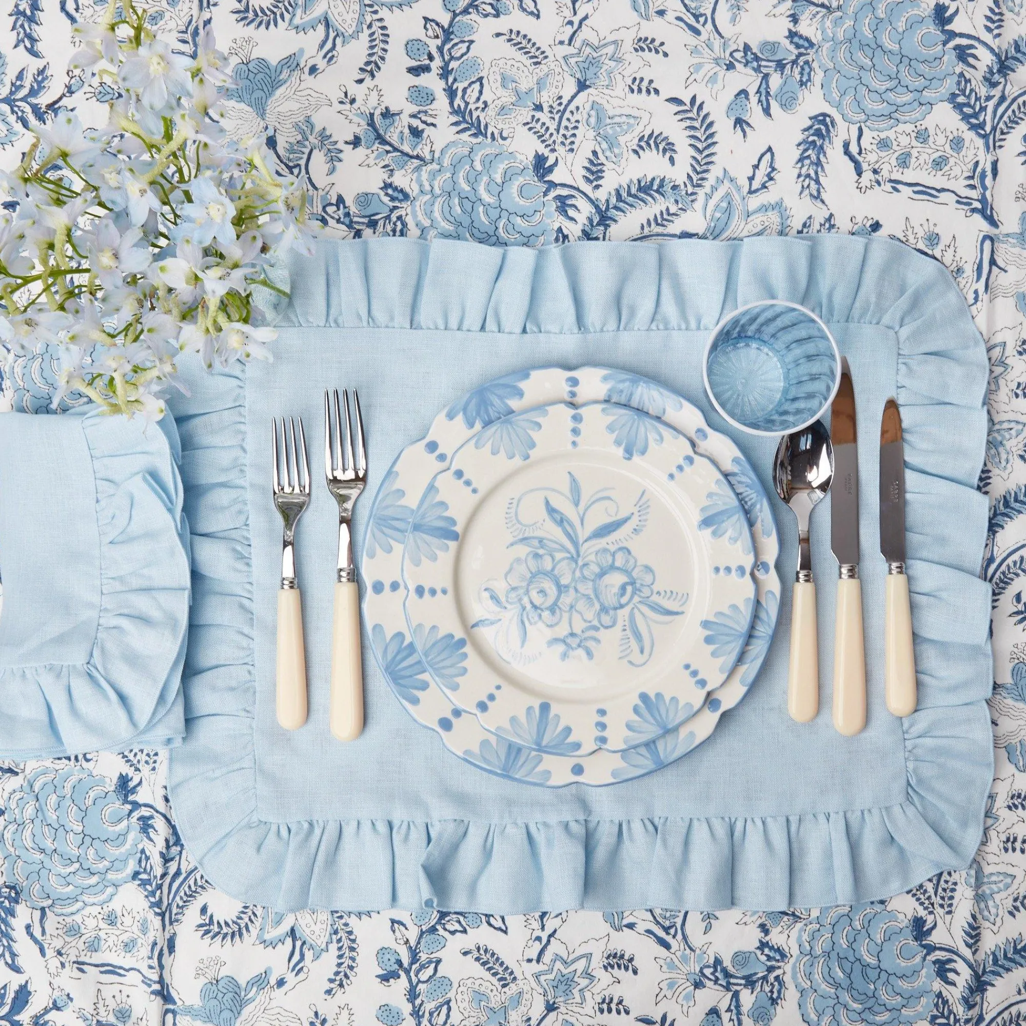 Seville Blue Gardenia Dinner Plate|Mrs. Alice