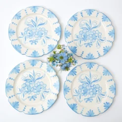 Seville Blue Gardenia Dinner Plate (Set Of 4)|Mrs. Alice