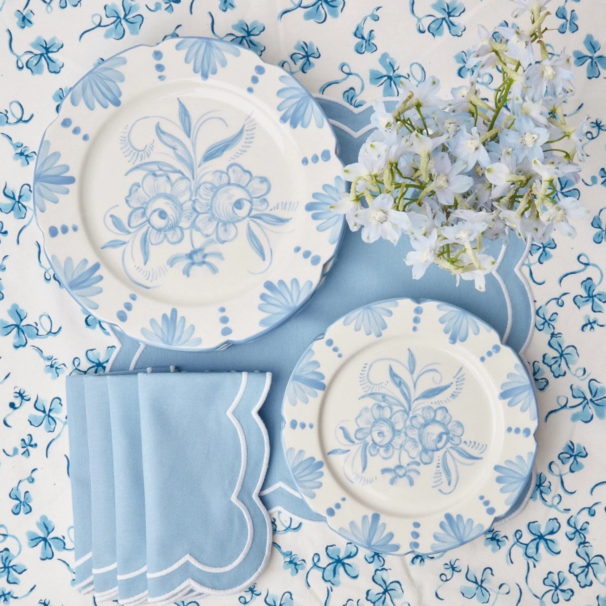 Seville Blue Gardenia Starter Plate (Set Of 4)|Mrs. Alice
