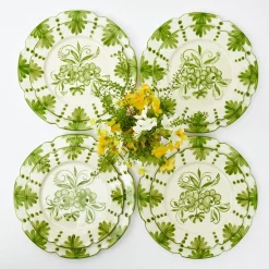 Seville Green Gardenia Dinner & Starter Plates (Set Of 8)|Mrs. Alice Online