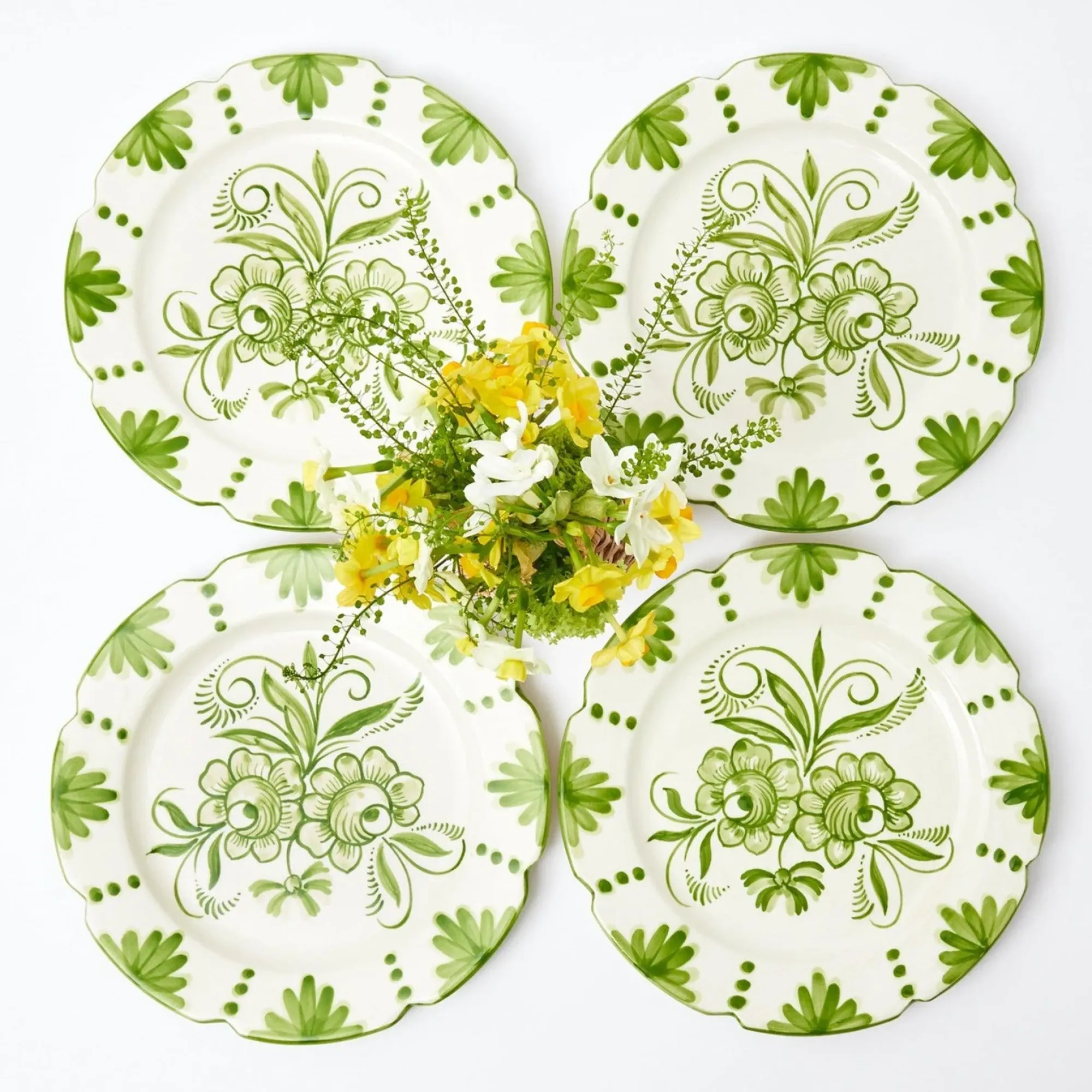 Seville Green Gardenia Dinner Plates (Set Of 4)|Mrs. Alice Best