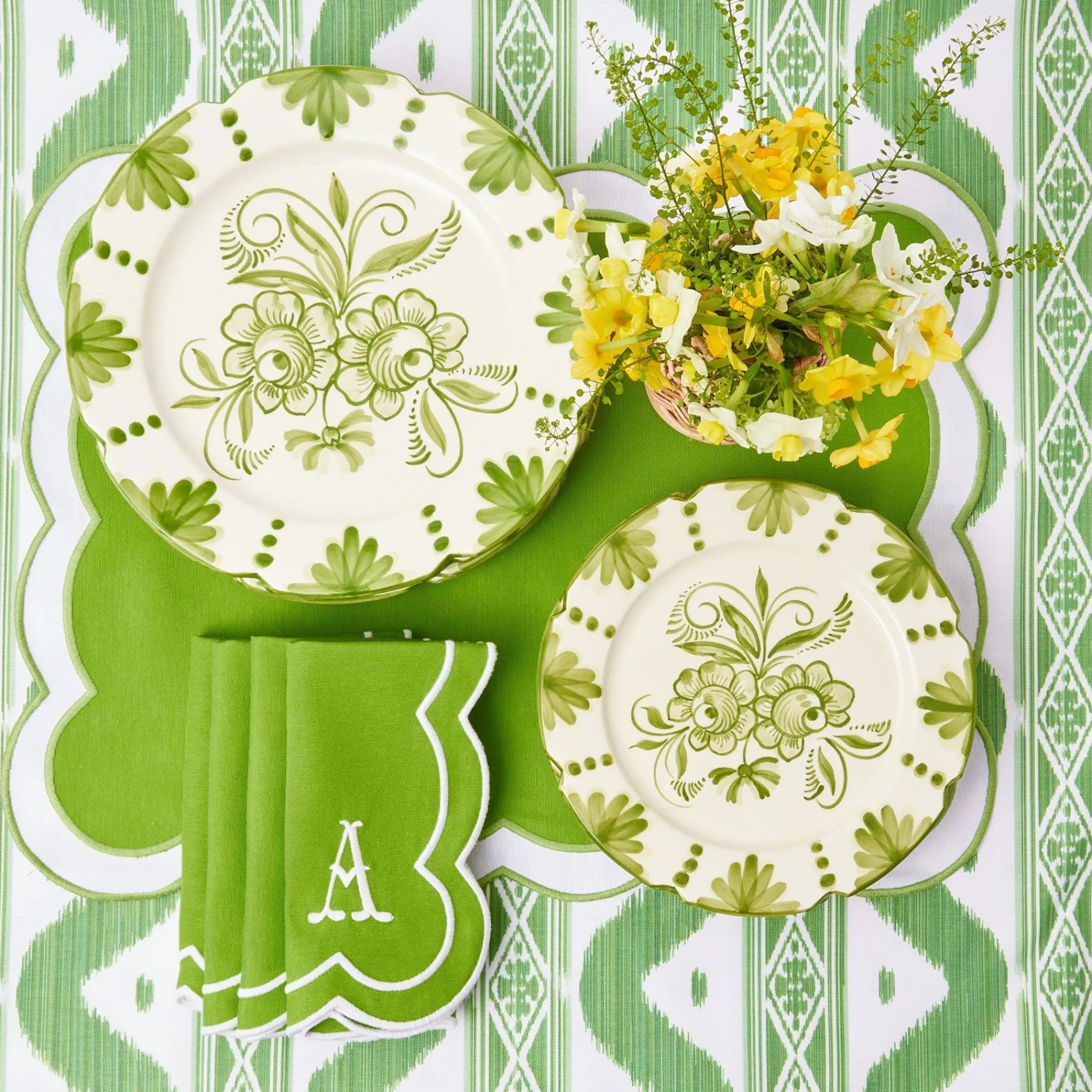 Seville Green Gardenia Dinner Plates (Set Of 4)|Mrs. Alice Best