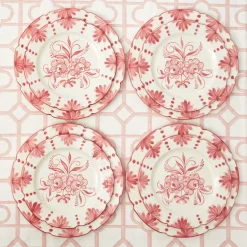 Seville Pink Gardenia Dinner & Starter Plates (Set Of 8)|Mrs. Alice