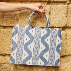 Small Tote Bag (Blue Ikat)|Mrs. Alice