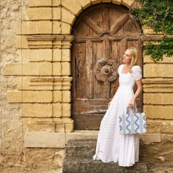 Small Tote Bag (Blue Ikat)|Mrs. Alice