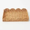 Small Scalloped Rattan Tray|Mrs. Alice Discount