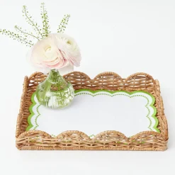 Small Scalloped Rattan Tray|Mrs. Alice Discount