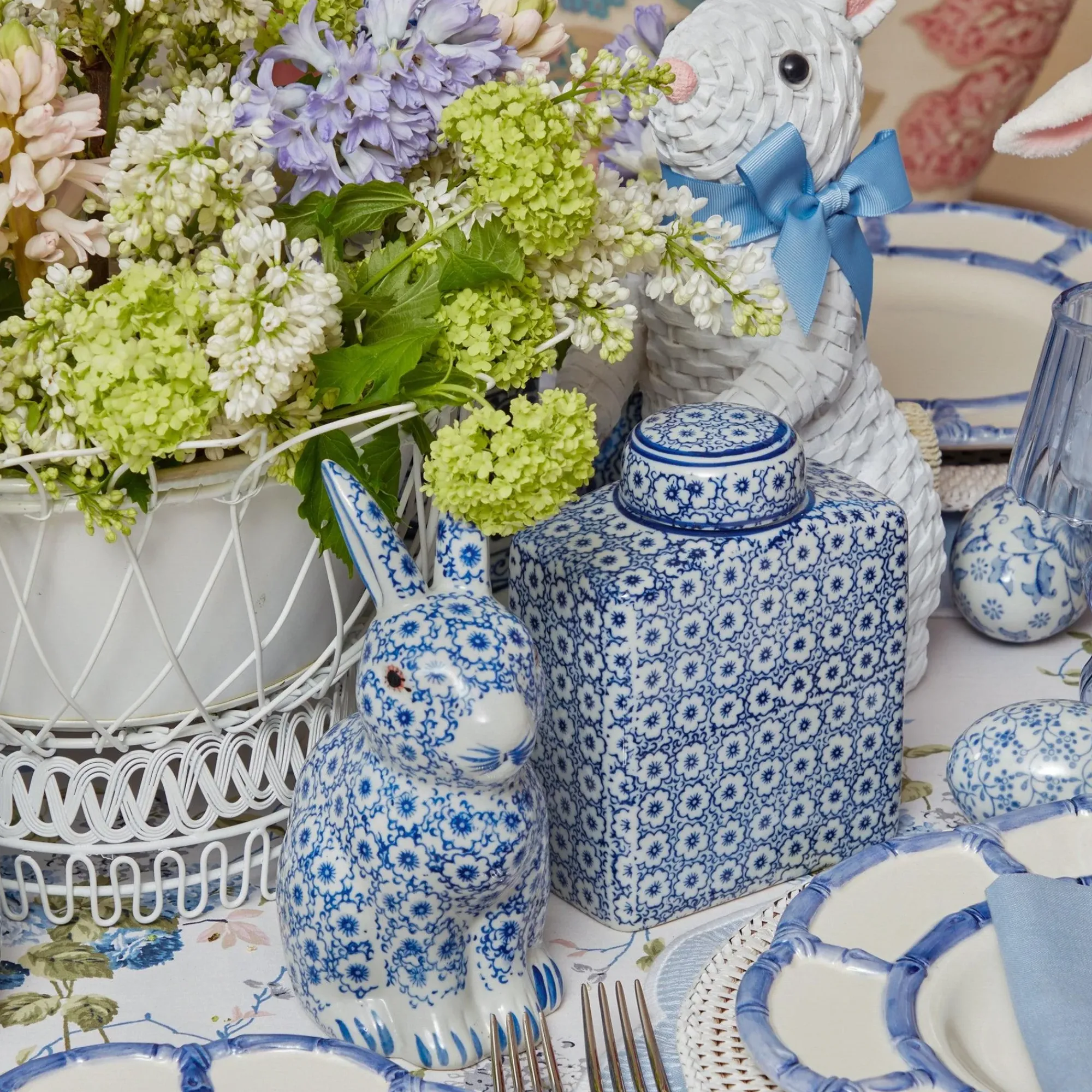 Square Floral Print Ginger Jar|Mrs. Alice New