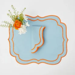 Sylvie Blue & Orange Placemats (Set Of 4)|Mrs. Alice