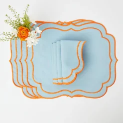 Sylvie Blue And Orange Placemats & Napkins (Set Of 4)|Mrs. Alice Sale