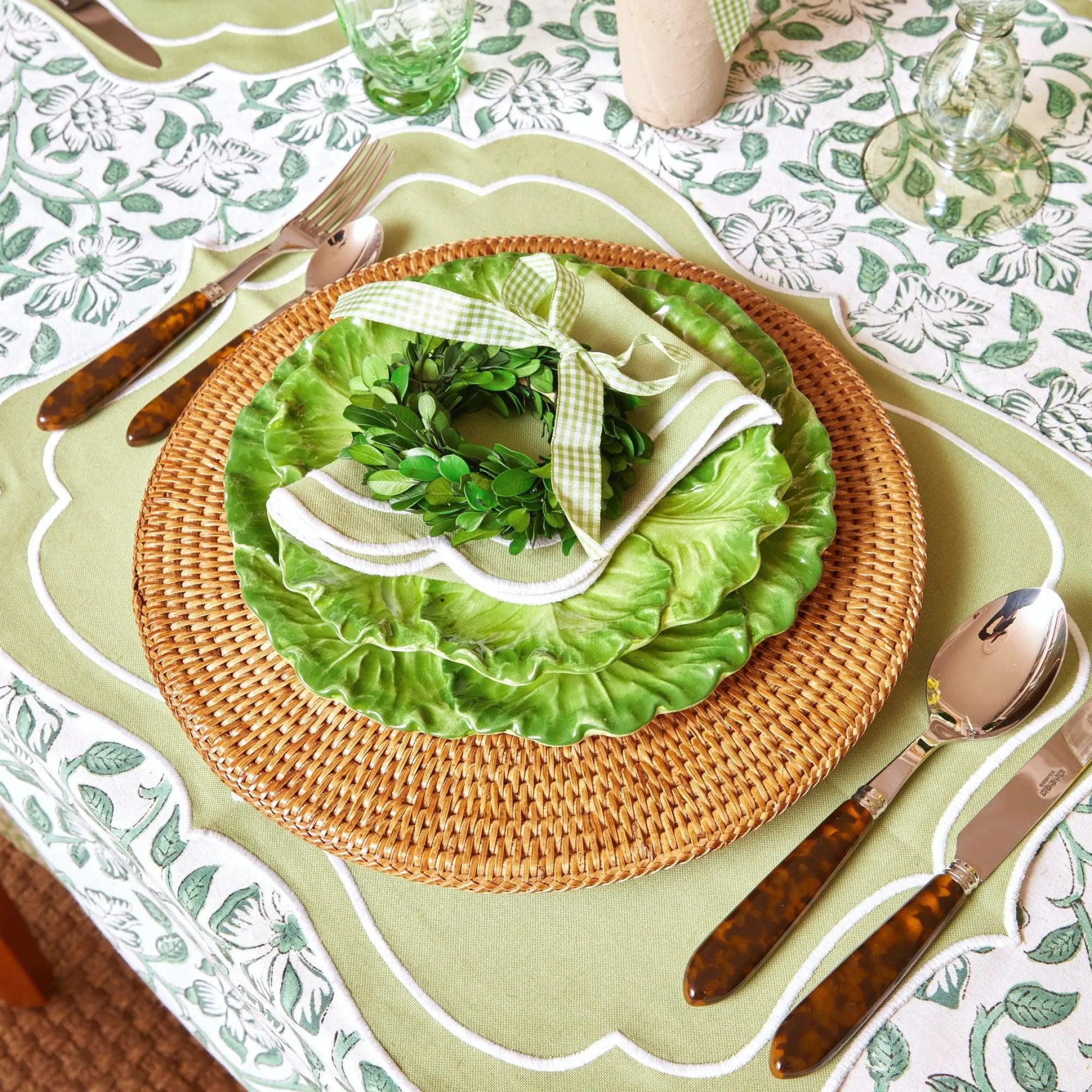 Sylvie Green Embroidered Napkins (Set Of 4)|Mrs. Alice Discount