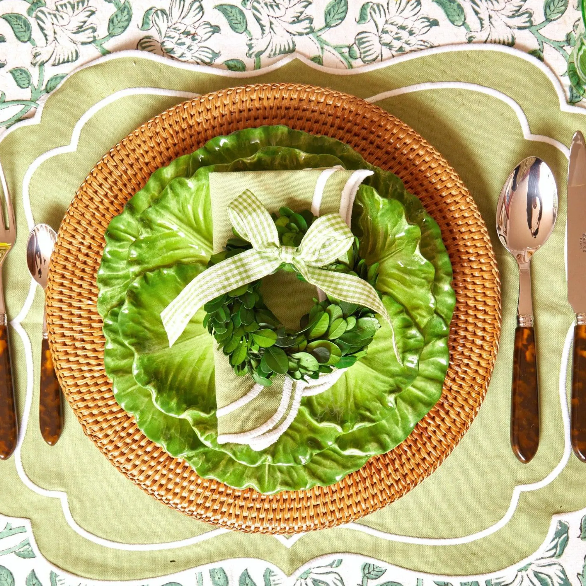 Sylvie Green Embroidered Napkins (Set Of 4)|Mrs. Alice Discount