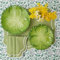 Sylvie Green Embroidered Placemats (Set Of 4)|Mrs. Alice Outlet