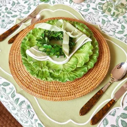 Sylvie Green Embroidered Placemats & Napkins (Set Of 4)|Mrs. Alice Discount
