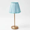 Tall Rechargeable Lamp With Baby Blue Lotus Lampshade|Mrs. Alice Hot