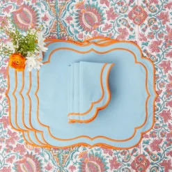 Valentina & Sylvie Blue/Orange Linen Set|Mrs. Alice New