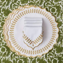 White & Gold Laurel Napkins (Set Of 4)|Mrs. Alice Discount