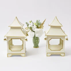 White & Gold Pagoda Lantern|Mrs. Alice Discount