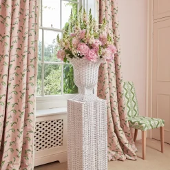 White Liliana Scalloped Rattan Pedestal And Urn|Mrs. Alice Clearance