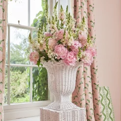 White Liliana Scalloped Rattan Urn|Mrs. Alice Sale
