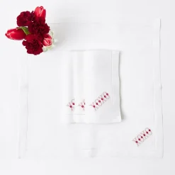 White Linen Xoxo Napkins (Set Of 4)|Mrs. Alice Discount