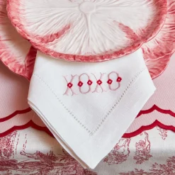 White Linen Xoxo Napkins (Set Of 4)|Mrs. Alice Discount
