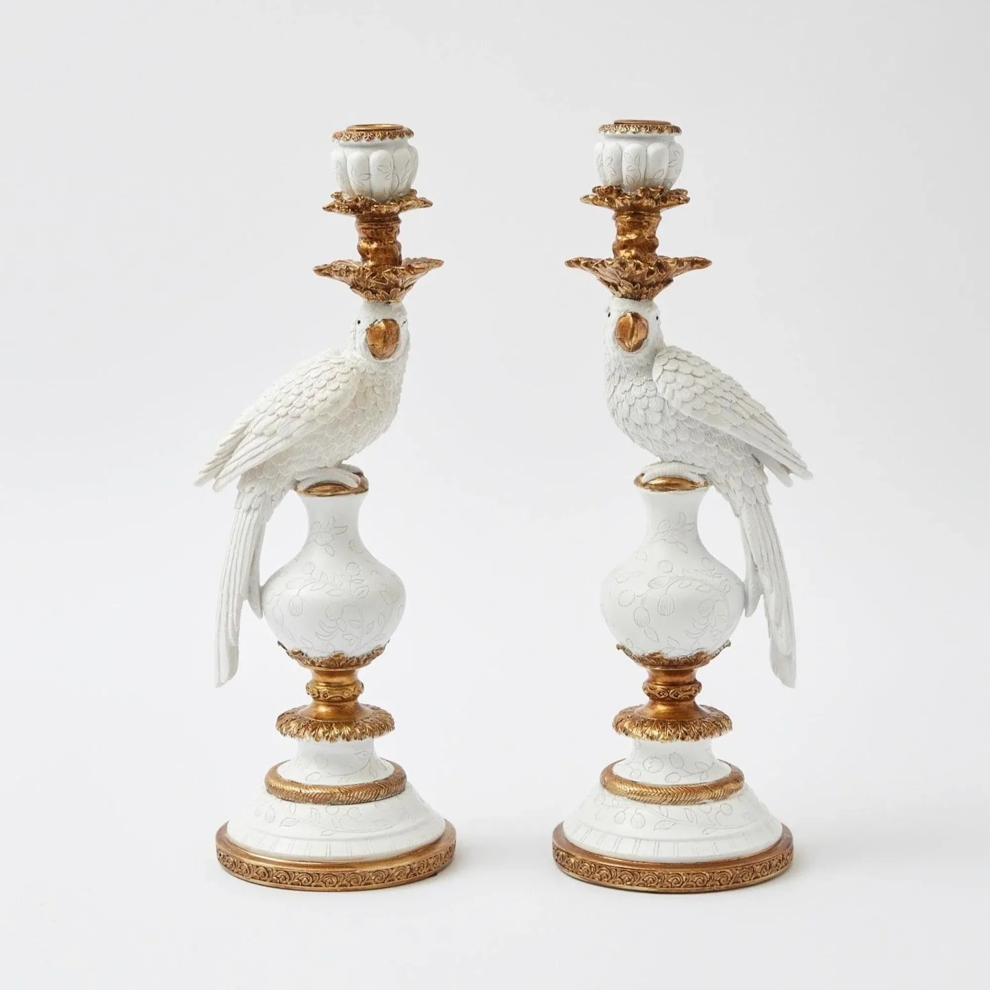 White Parrot Candle Holder (Pair)|Mrs. Alice Sale