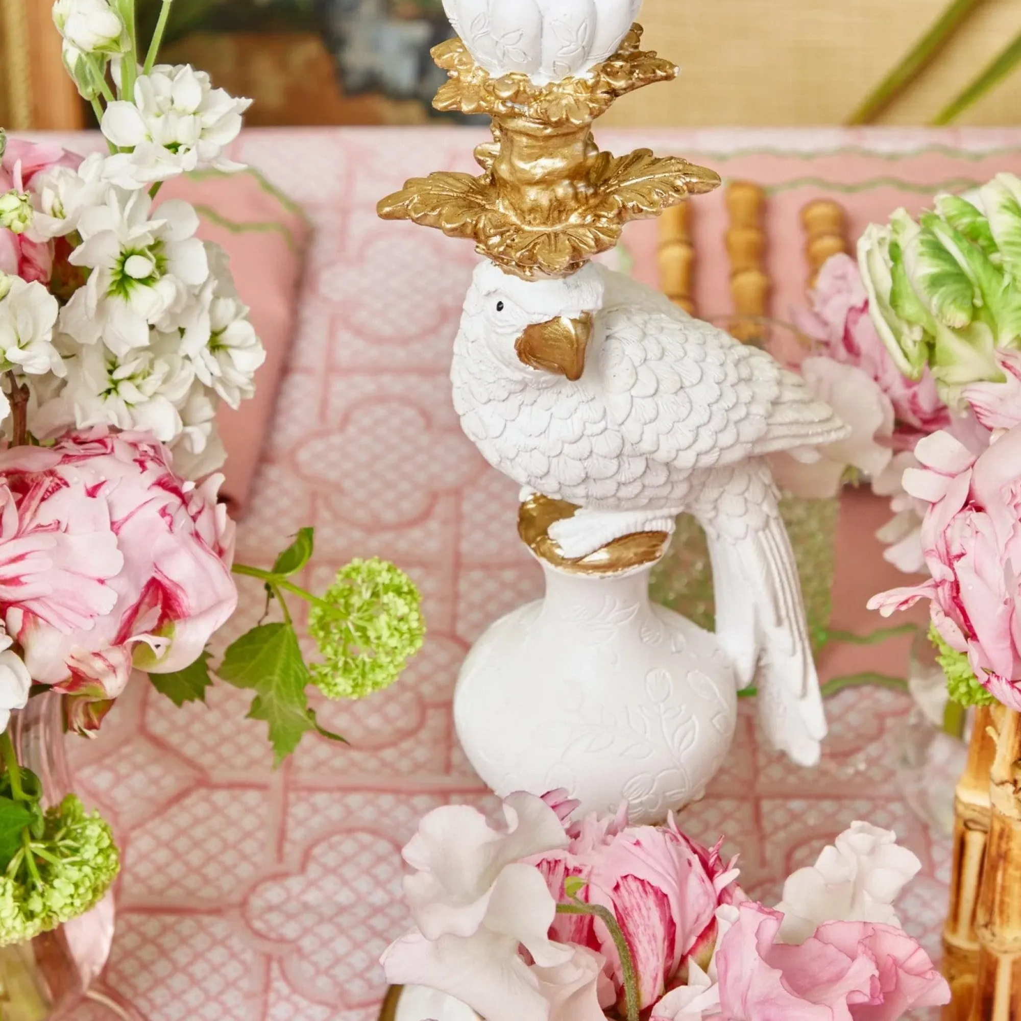 White Parrot Candle Holder (Pair)|Mrs. Alice Sale