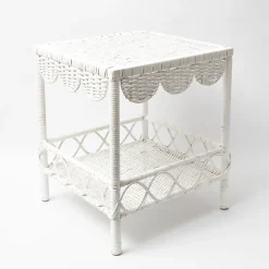 White Rattan Outdoor Side Table|Mrs. Alice Sale