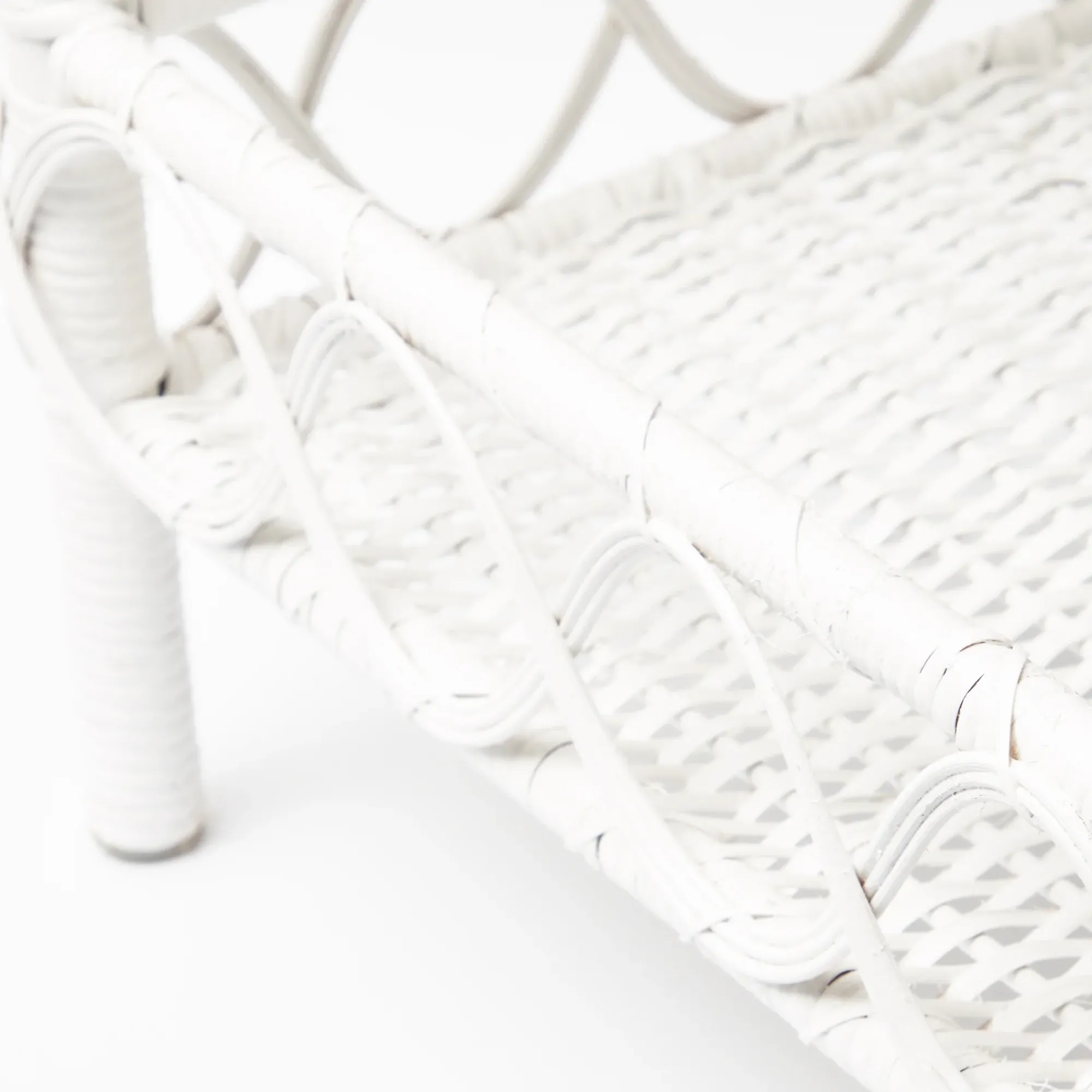 White Rattan Outdoor Side Table|Mrs. Alice Sale