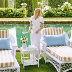 White Rattan Outdoor Side Table|Mrs. Alice Sale