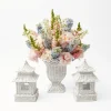 White Rattan Pagoda & Urn Vase Set|Mrs. Alice