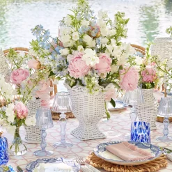 White Rattan Pagoda & Urn Vase Set|Mrs. Alice