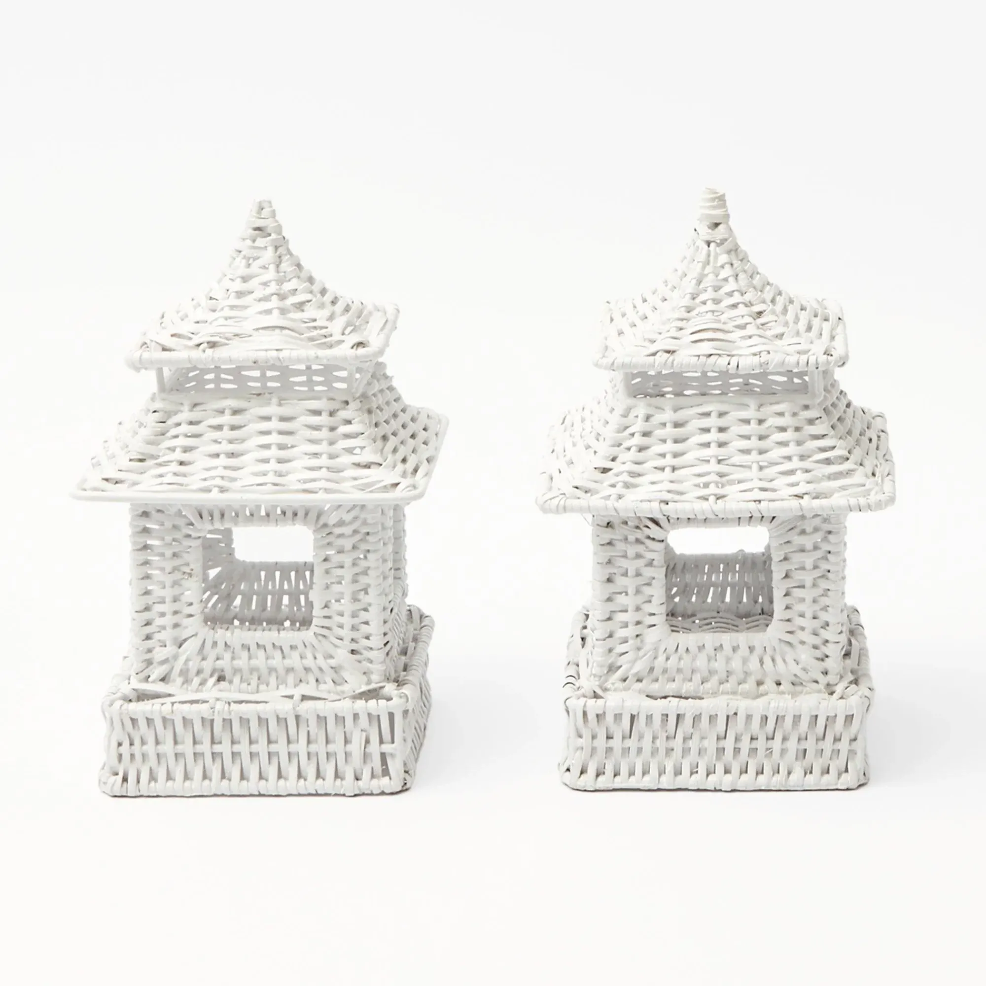 White Rattan Pagoda & Urn Vase Set|Mrs. Alice Online
