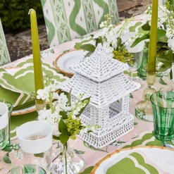 White Rattan Pagoda Lantern Set|Mrs. Alice Best