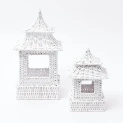 White Rattan Pagoda Lantern Set|Mrs. Alice Best