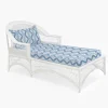 White Rattan Sun Lounger With Blue Ikat Cushion|Mrs. Alice Online