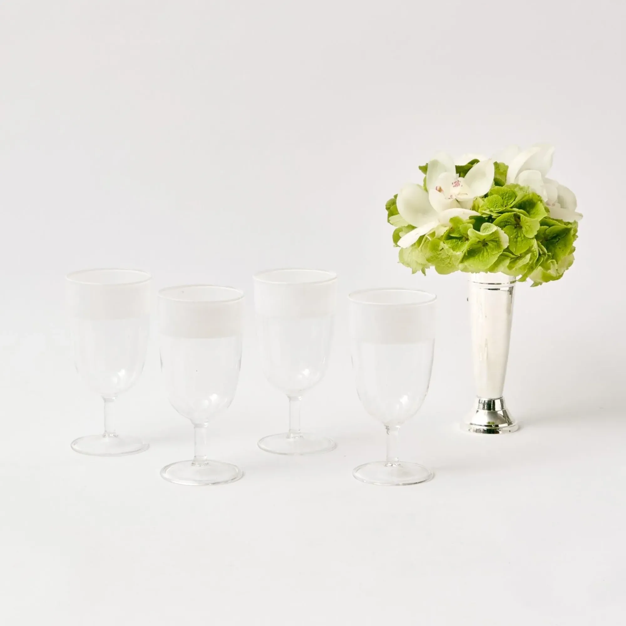 White Ribbon Water & Wine Glassware Set|Mrs. Alice New