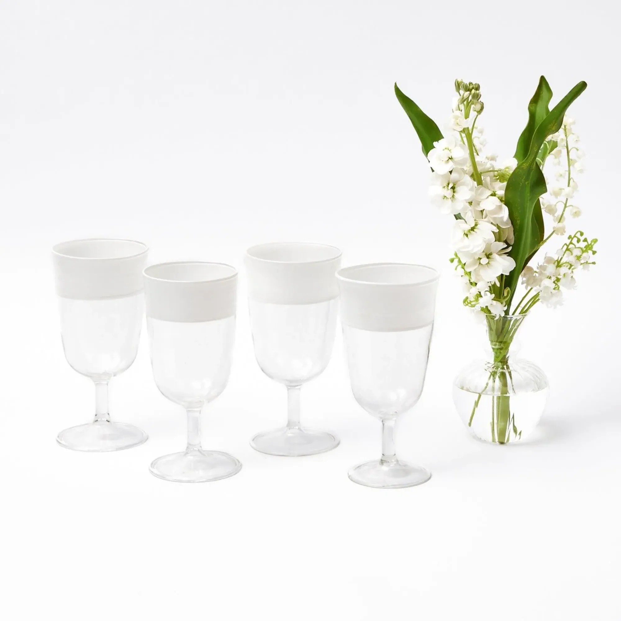 White Ribbon Wine Glasses (Set Of 4)|Mrs. Alice