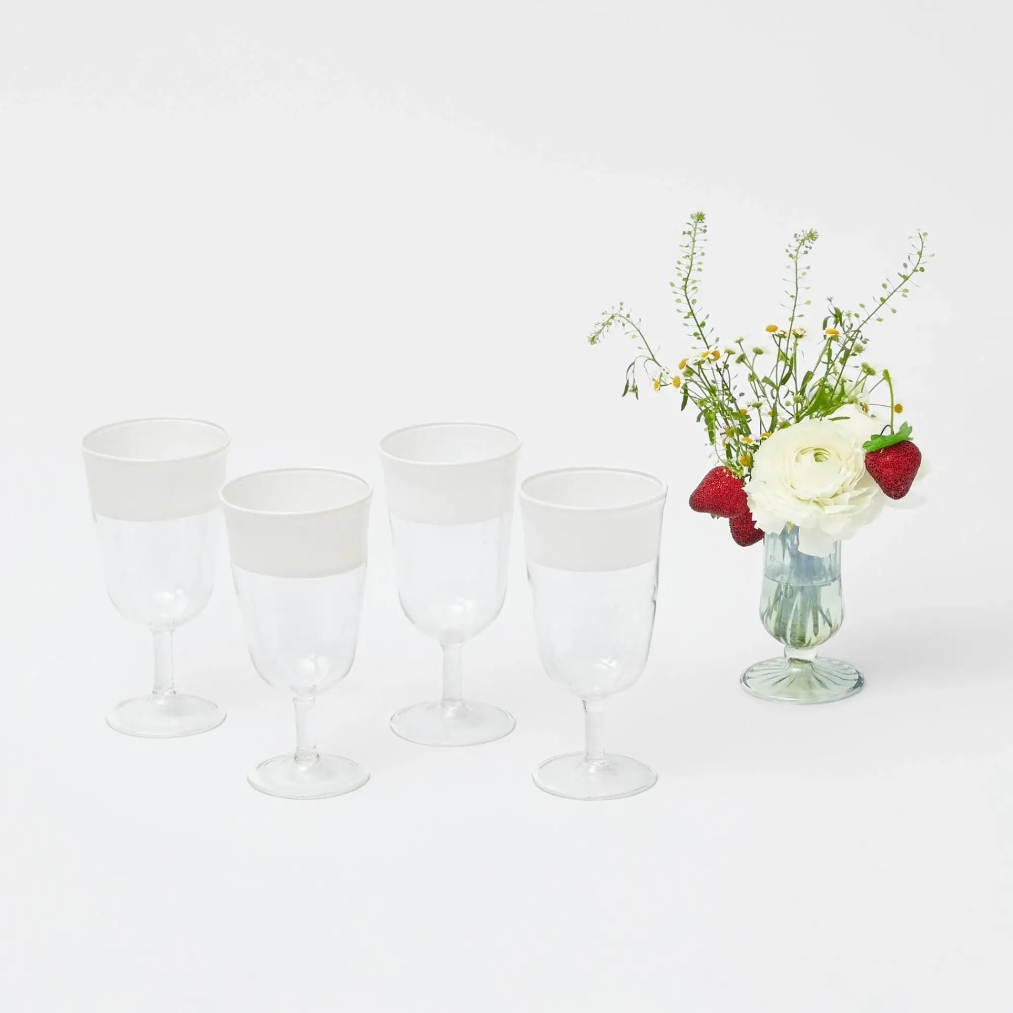 White Ribbon Wine Glasses (Set Of 4)|Mrs. Alice