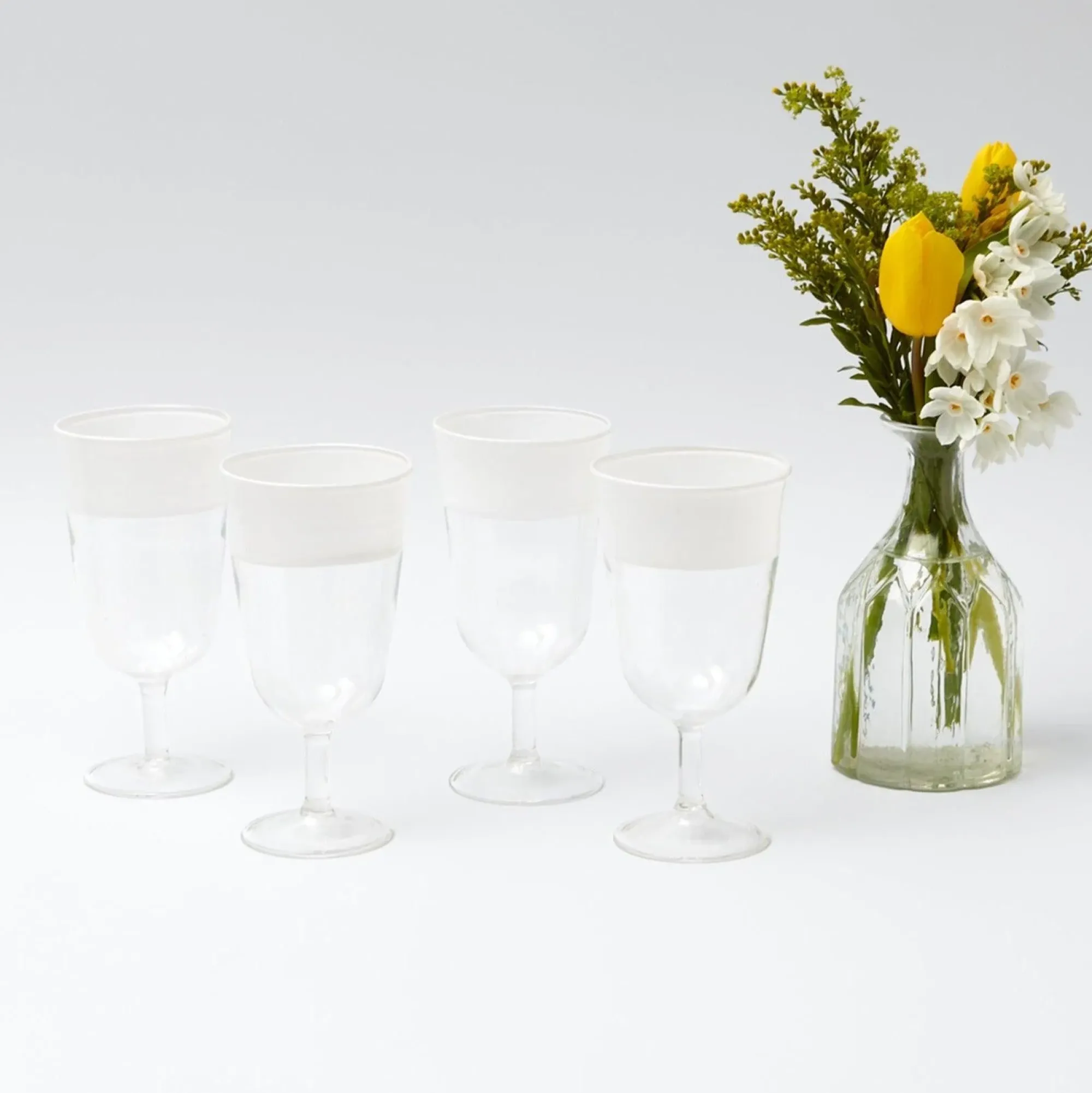 White Ribbon Wine Glasses (Set Of 4)|Mrs. Alice