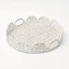 White Round Scalloped Rattan Tray|Mrs. Alice Discount