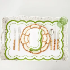 White Scalloped Rattan Breakfast Tray|Mrs. Alice Discount